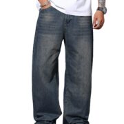 DFGIGT Mens Wide Leg Baggy Jeans Y2k Casual Loose Denim Pants Streetwear, D14 Haze Blue, X-Small
