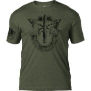 7.62 Design Army Special Forces 'Distressed' Patriotic Men's T Shirt,Heather Mil Green,Medium