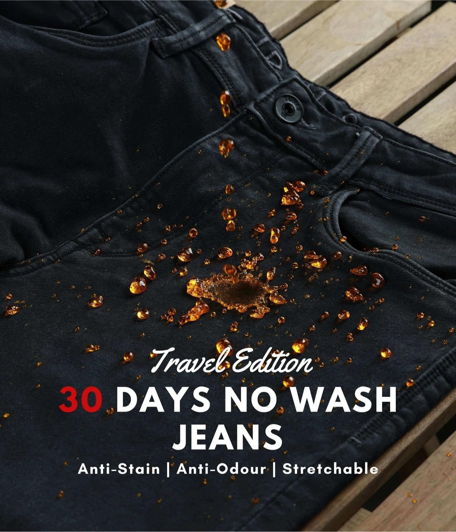TURMS Men's Travel Edition Jeans, Odor Control, Mid Rise Traveler Comfort Denim, Stretchable & Breathable, Cotton Rich Fabric - Image 2