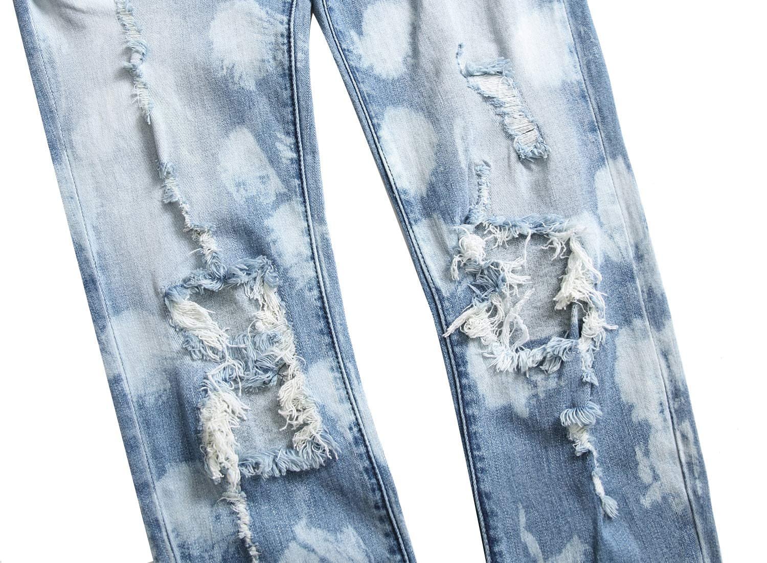 HENGAO Mens Ripped Jeans Stretch Skinny Jeans with Zipper Size 28-48, 1161 Light Blue, 44 - Image 5